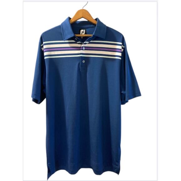 Men's Navy Blue Golf Polo Shirt - FootJoy - Size Large - Picture 2 of 8